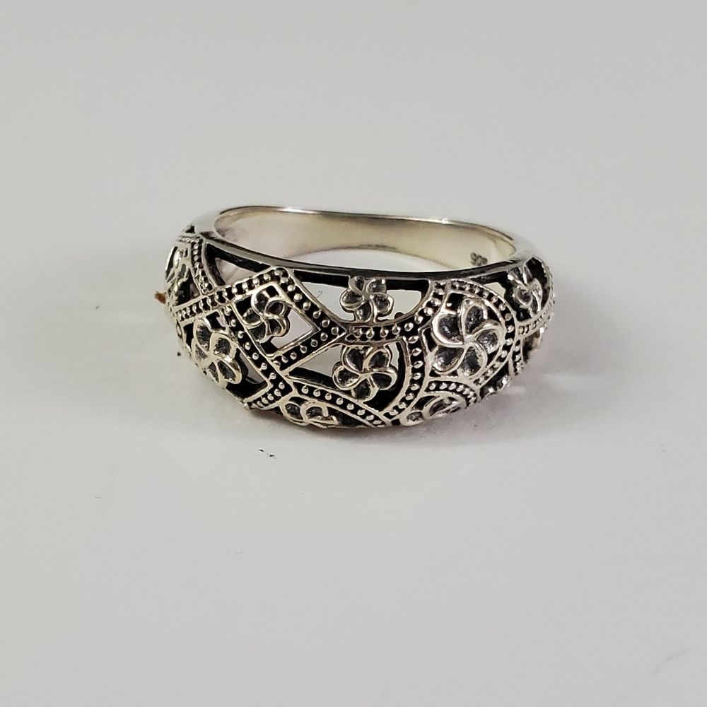 Sterling Silver 925 Art Deco Filigree Ring